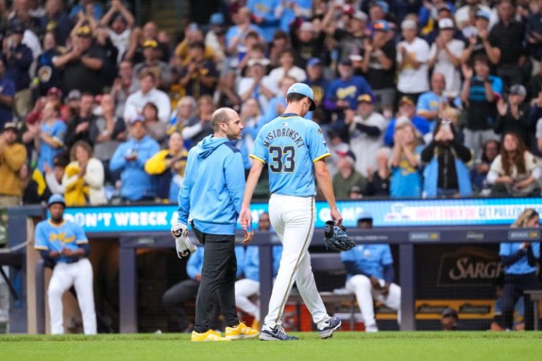 Freak injury ends MLB debut of top Brewers prospect after 5 no-hit innings